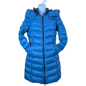 Women’s Blue Long Puffer Coat - Lightweight Insulated Jacket